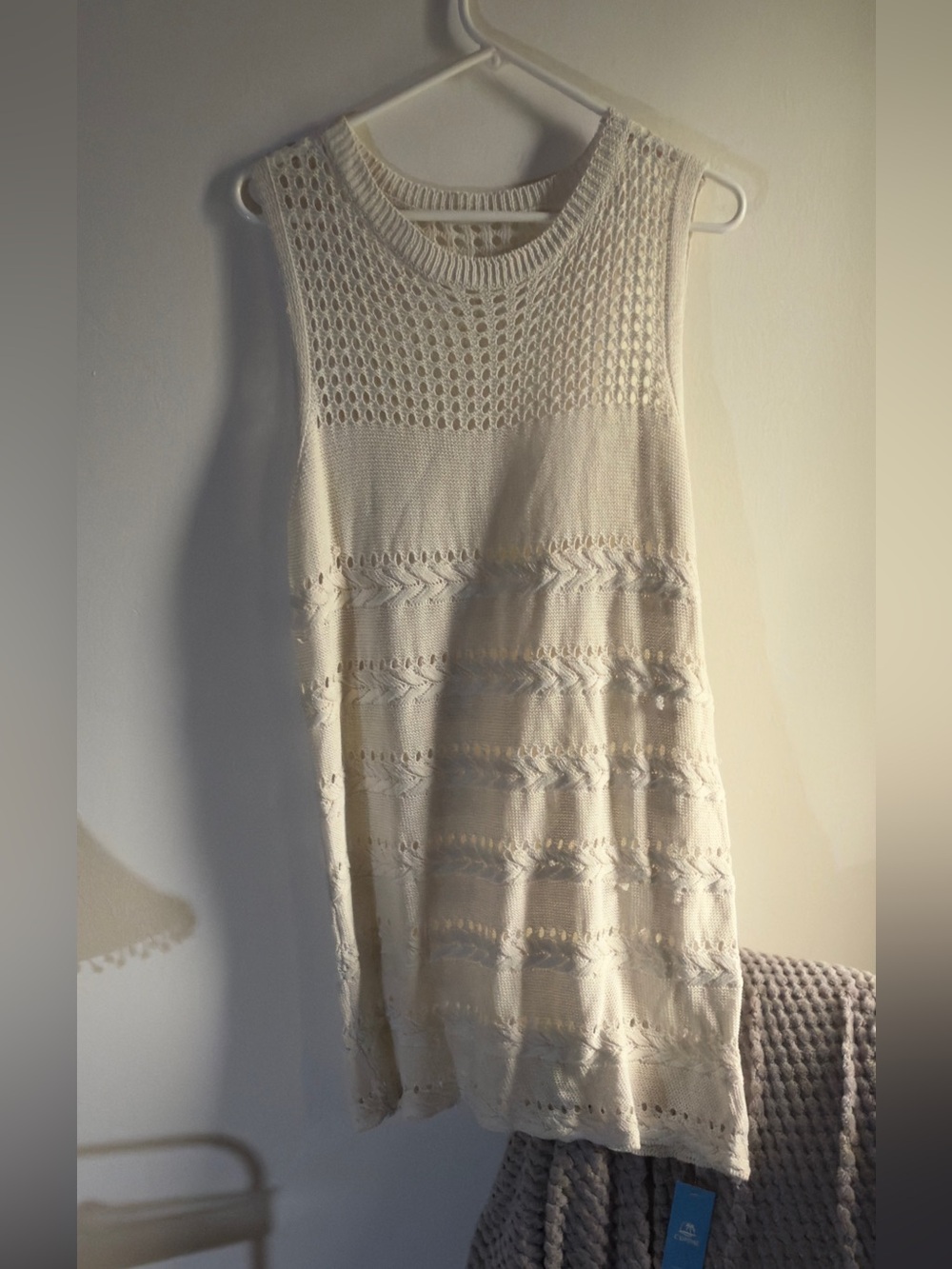 Cupshe Cream Crochet Knit Sleeveless Cover-Up